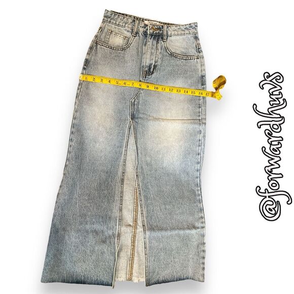 Parke Button Down Medium Wash Midi Maxi Denim Skirt Size XS - Picture 7 of 12